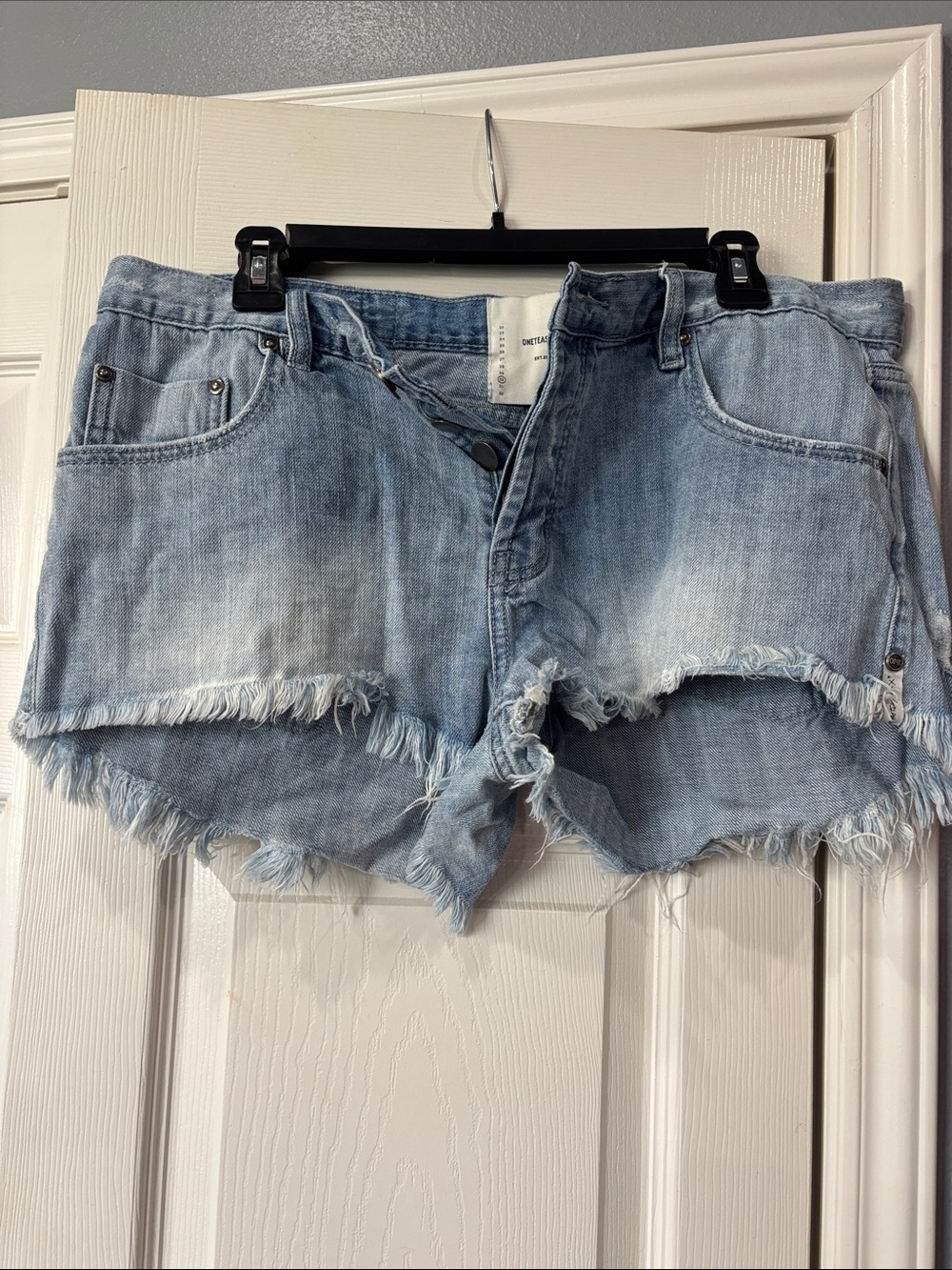 One Teaspoon Bonitas Light Blue Frayed Denim Shorts - Women's Summer Style